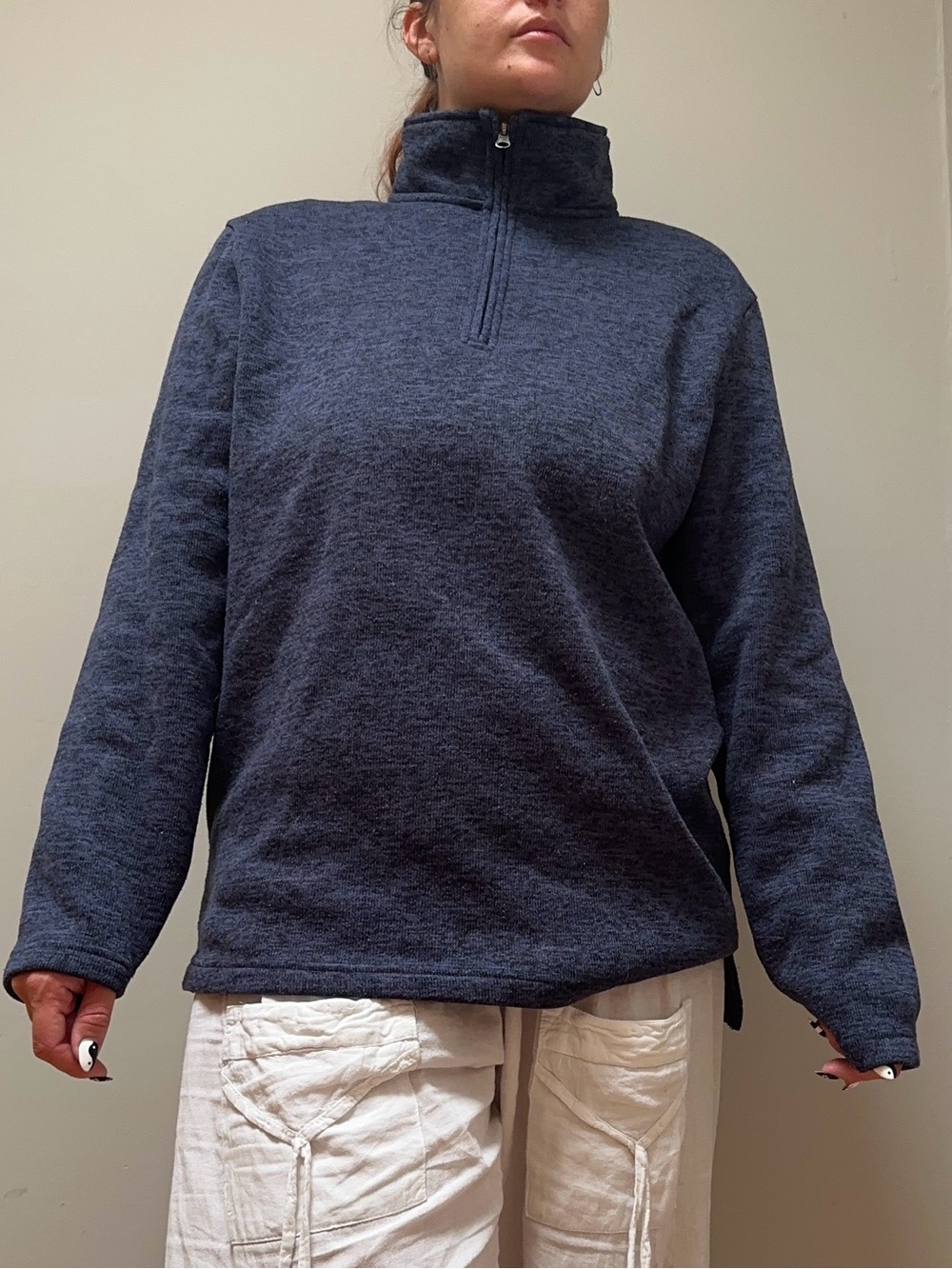 Beverly Hills Polo Club Navy Half-Zip Turtleneck Sweater